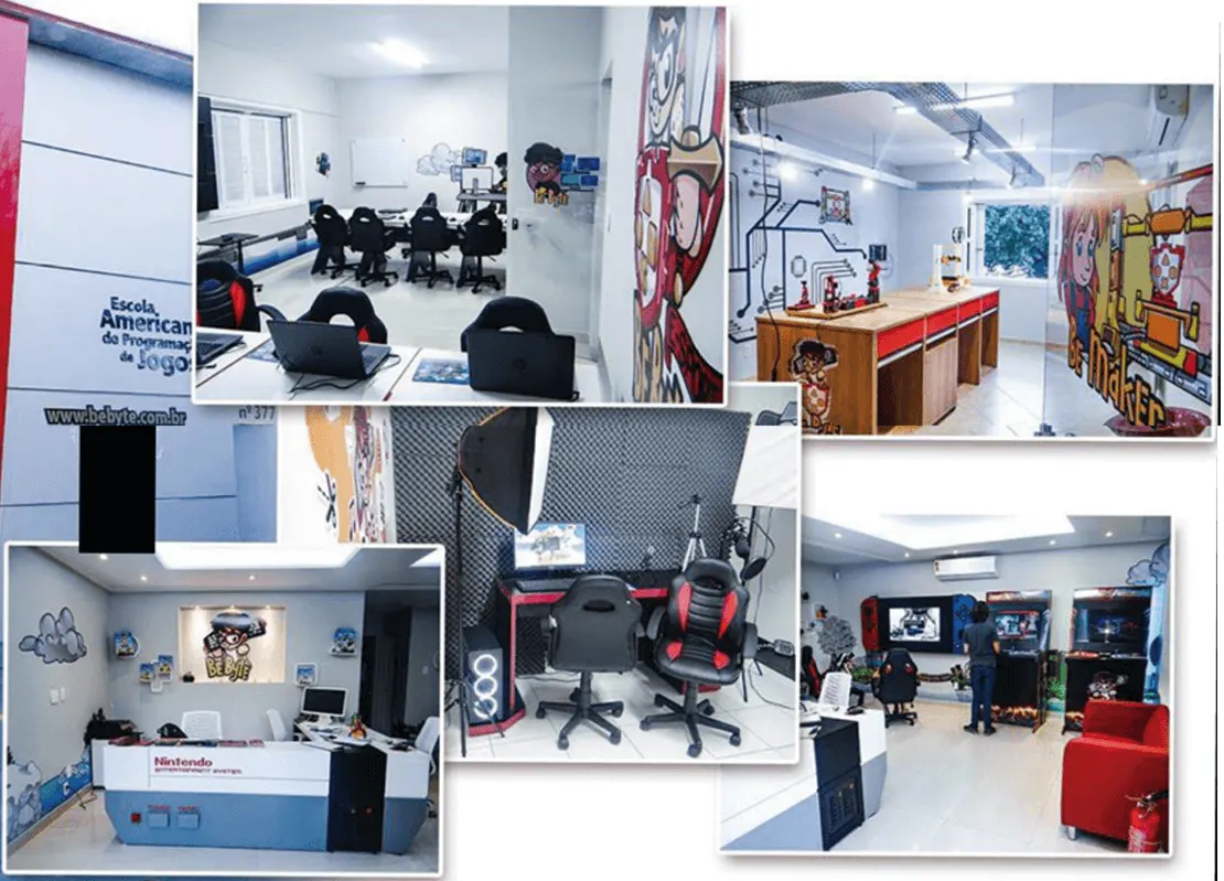 Jovens desenvolvendo projetos no Centro de Inovação