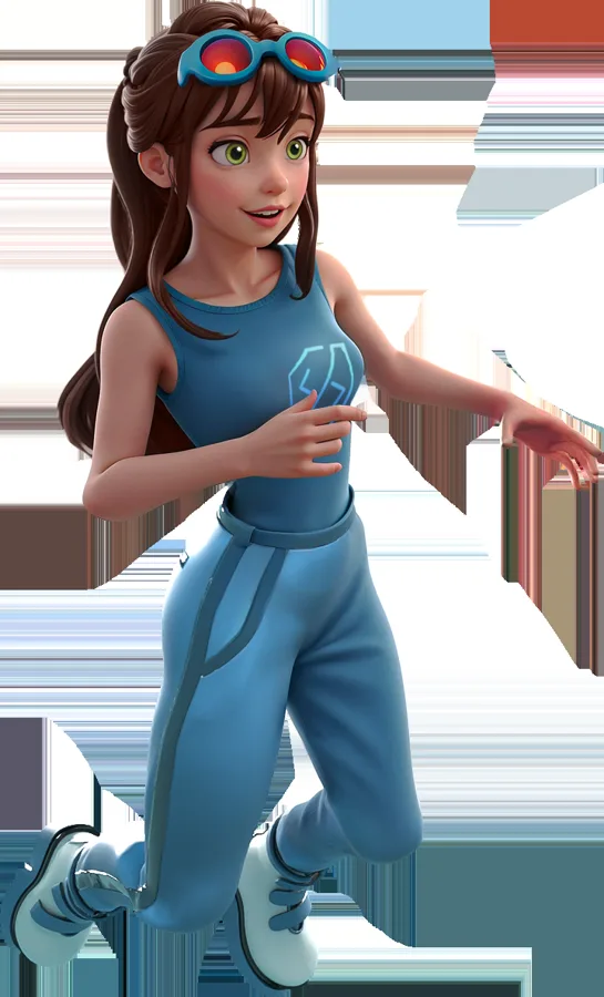 Kate ao lado de uma aluna na plataforma
